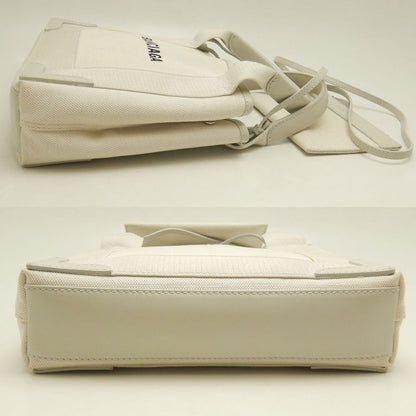 BALENCIAGA バレンシアガ ネイビーカバスXS 390346 ハンドバッグ キャンバスxカーフ アイボリー レディース /253268【中古】