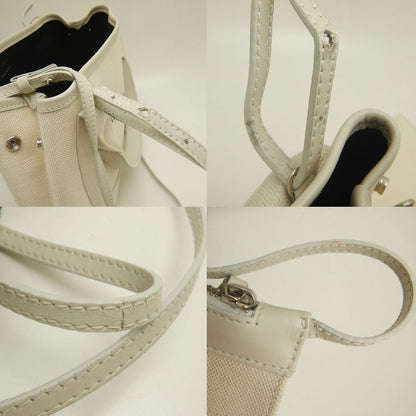 BALENCIAGA バレンシアガ ネイビーカバスXS 390346 ハンドバッグ キャンバスxカーフ アイボリー レディース /253268【中古】