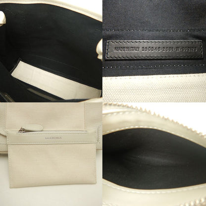 BALENCIAGA バレンシアガ ネイビーカバスXS 390346 ハンドバッグ キャンバスxカーフ アイボリー レディース /253268【中古】