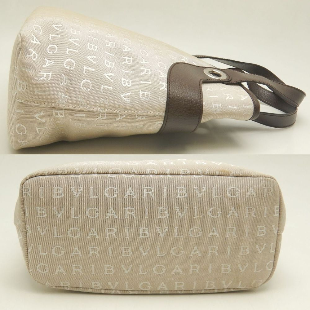 BVLGARI ブルガリ ロゴマニア ハンドバッグ キャンバスxレザー ベージュ ブラウン レディース /253299【中古】