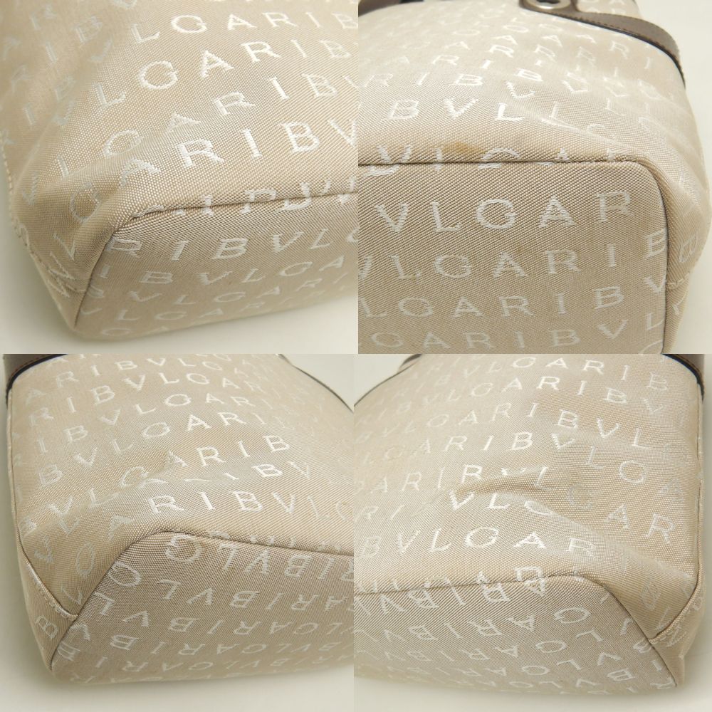 BVLGARI ブルガリ ロゴマニア ハンドバッグ キャンバスxレザー ベージュ ブラウン レディース /253299【中古】