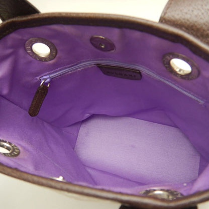 BVLGARI ブルガリ ロゴマニア ハンドバッグ キャンバスxレザー ベージュ ブラウン レディース /253299【中古】