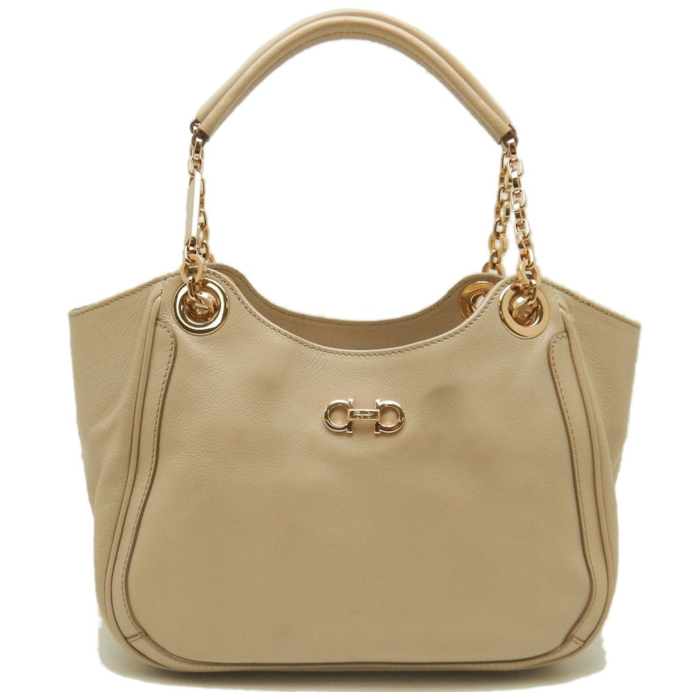 Salvatore Ferragamo サルヴァトーレフェラガモ AU-21B992 ハンドバッグ レザー ベージュ レディース /253387【中古】