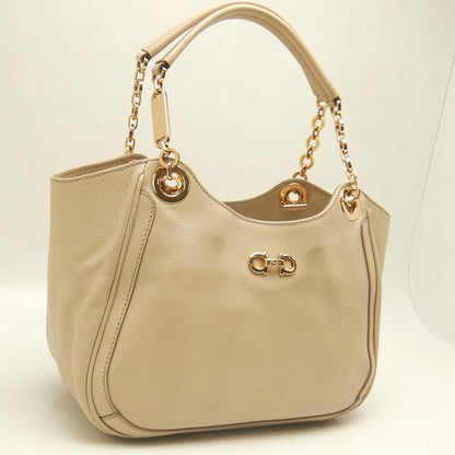 Salvatore Ferragamo サルヴァトーレフェラガモ AU-21B992 ハンドバッグ レザー ベージュ レディース /253387【中古】