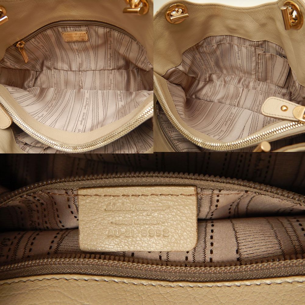 Salvatore Ferragamo サルヴァトーレフェラガモ AU-21B992 ハンドバッグ レザー ベージュ レディース /253387【中古】