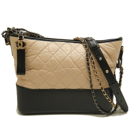 CHANEL シャネル ガブリエル ドゥ A93824 ショルダーバッグ カーフ ベージュ ブラック レディース /253428【中古】