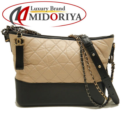 CHANEL シャネル ガブリエル ドゥ A93824 ショルダーバッグ カーフ ベージュ ブラック レディース /253428【中古】