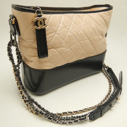 CHANEL シャネル ガブリエル ドゥ A93824 ショルダーバッグ カーフ ベージュ ブラック レディース /253428【中古】