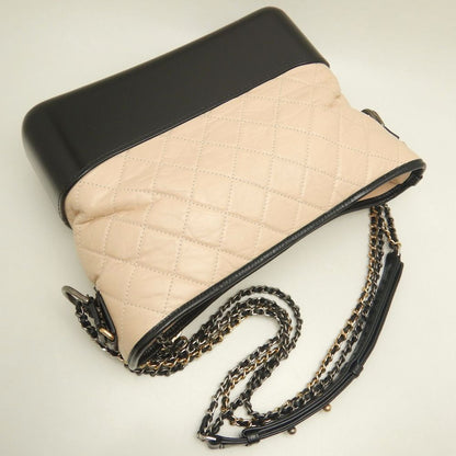 CHANEL シャネル ガブリエル ドゥ A93824 ショルダーバッグ カーフ ベージュ ブラック レディース /253428【中古】