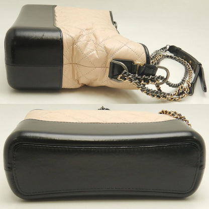 CHANEL シャネル ガブリエル ドゥ A93824 ショルダーバッグ カーフ ベージュ ブラック レディース /253428【中古】