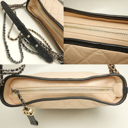 CHANEL シャネル ガブリエル ドゥ A93824 ショルダーバッグ カーフ ベージュ ブラック レディース /253428【中古】
