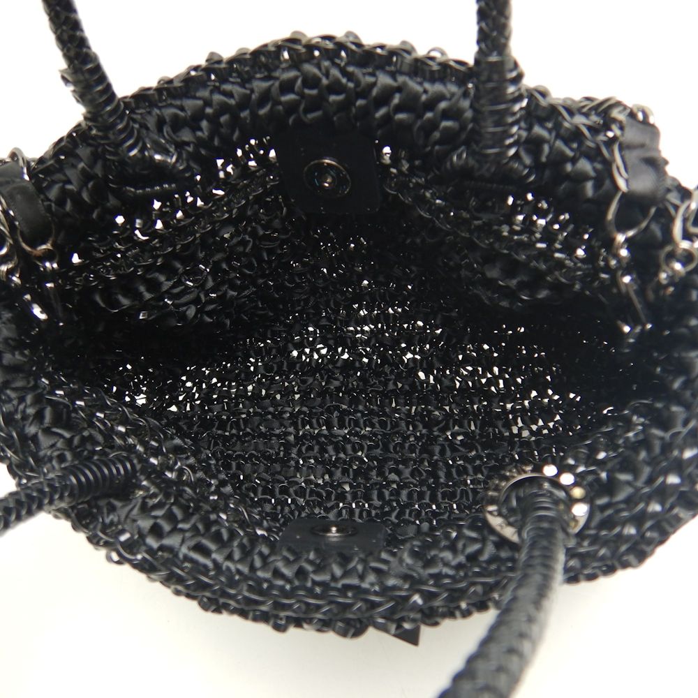 ANTEPRIMA アンテプリマ クリスタッロフィオッコ リボン 2WAY ハンドバッグ PVCワイヤー ブラック レディース /253443【中古】