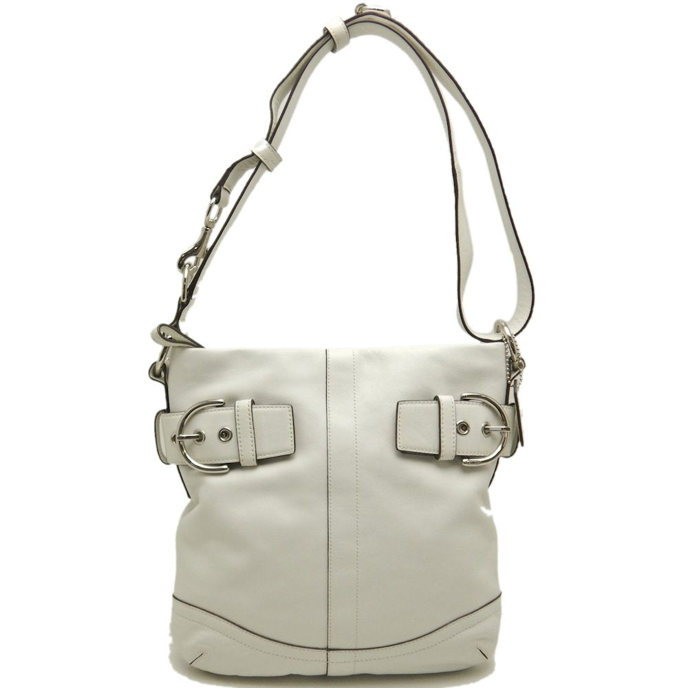 COACH コーチ ソフトダッフル 1452 ショルダーバッグ レザー ホワイト レディース /253477【中古】