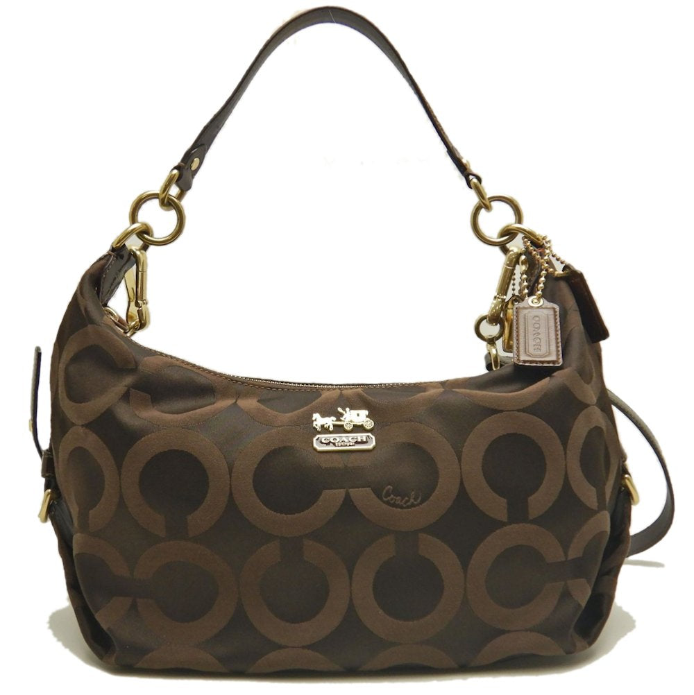 COACH コーチ マディソンオプアート 2WAY 14337 ショルダーバッグ キャンバスxレザー ダークブラウン レディース /253481【中古】