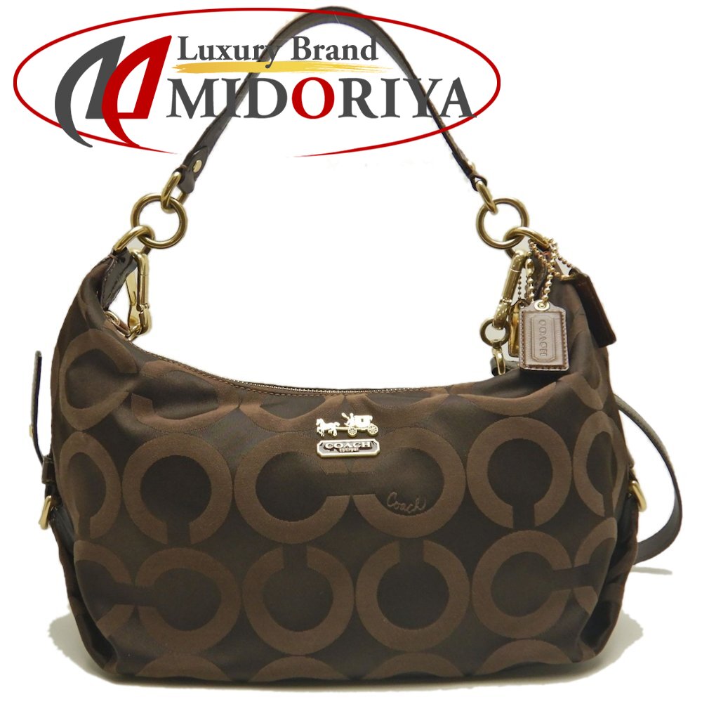 COACH コーチ マディソンオプアート 2WAY 14337 ショルダーバッグ キャンバスxレザー ダークブラウン レディース /253481【中古】