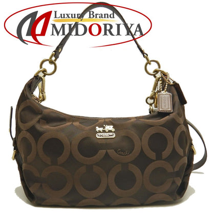 COACH コーチ マディソンオプアート 2WAY 14337 ショルダーバッグ キャンバスxレザー ダークブラウン レディース /253481【中古】
