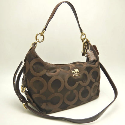COACH コーチ マディソンオプアート 2WAY 14337 ショルダーバッグ キャンバスxレザー ダークブラウン レディース /253481【中古】