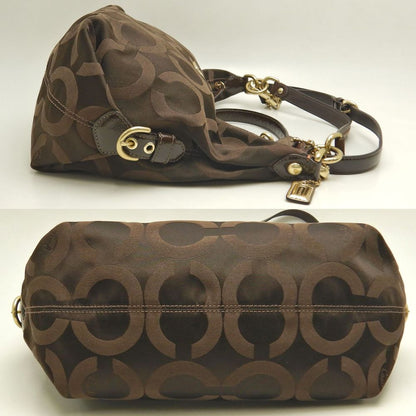 COACH コーチ マディソンオプアート 2WAY 14337 ショルダーバッグ キャンバスxレザー ダークブラウン レディース /253481【中古】