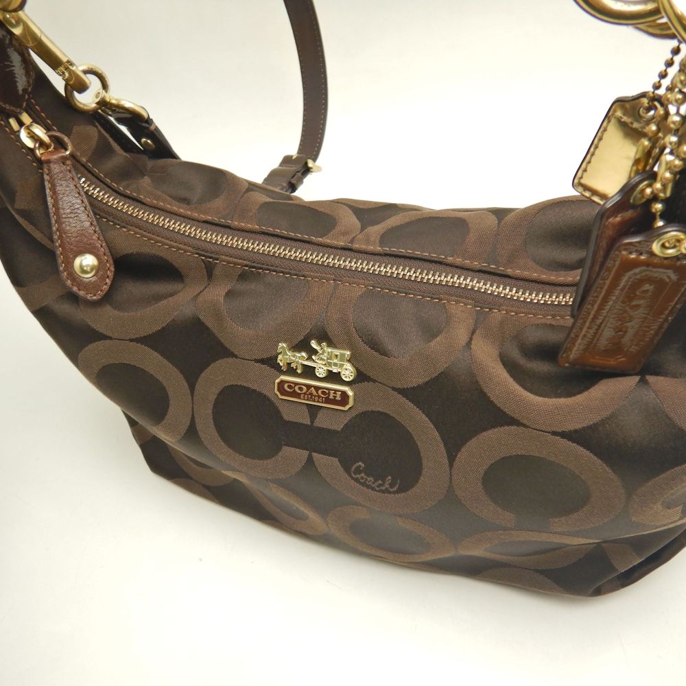 COACH コーチ マディソンオプアート 2WAY 14337 ショルダーバッグ キャンバスxレザー ダークブラウン レディース /253481【中古】