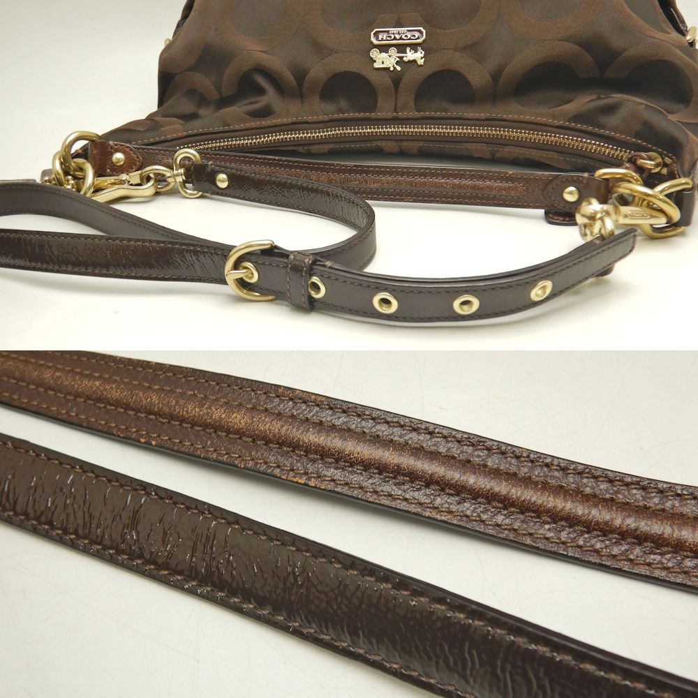 COACH コーチ マディソンオプアート 2WAY 14337 ショルダーバッグ キャンバスxレザー ダークブラウン レディース /253481【中古】