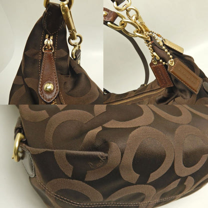 COACH コーチ マディソンオプアート 2WAY 14337 ショルダーバッグ キャンバスxレザー ダークブラウン レディース /253481【中古】