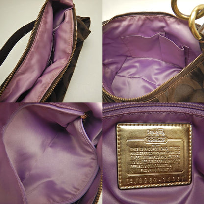 COACH コーチ マディソンオプアート 2WAY 14337 ショルダーバッグ キャンバスxレザー ダークブラウン レディース /253481【中古】
