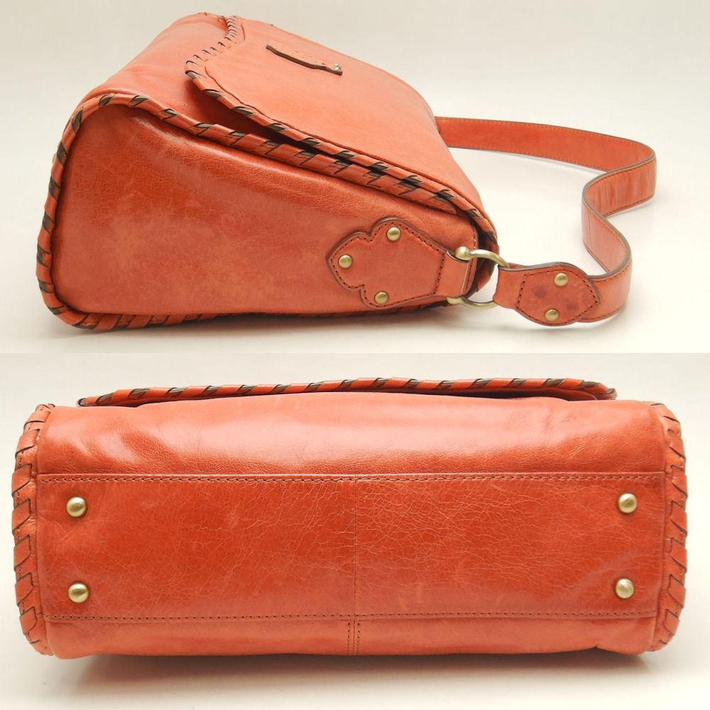 ANNA SUI アナスイ ショルダーバッグ レザー オレンジ レディース /253528【中古】