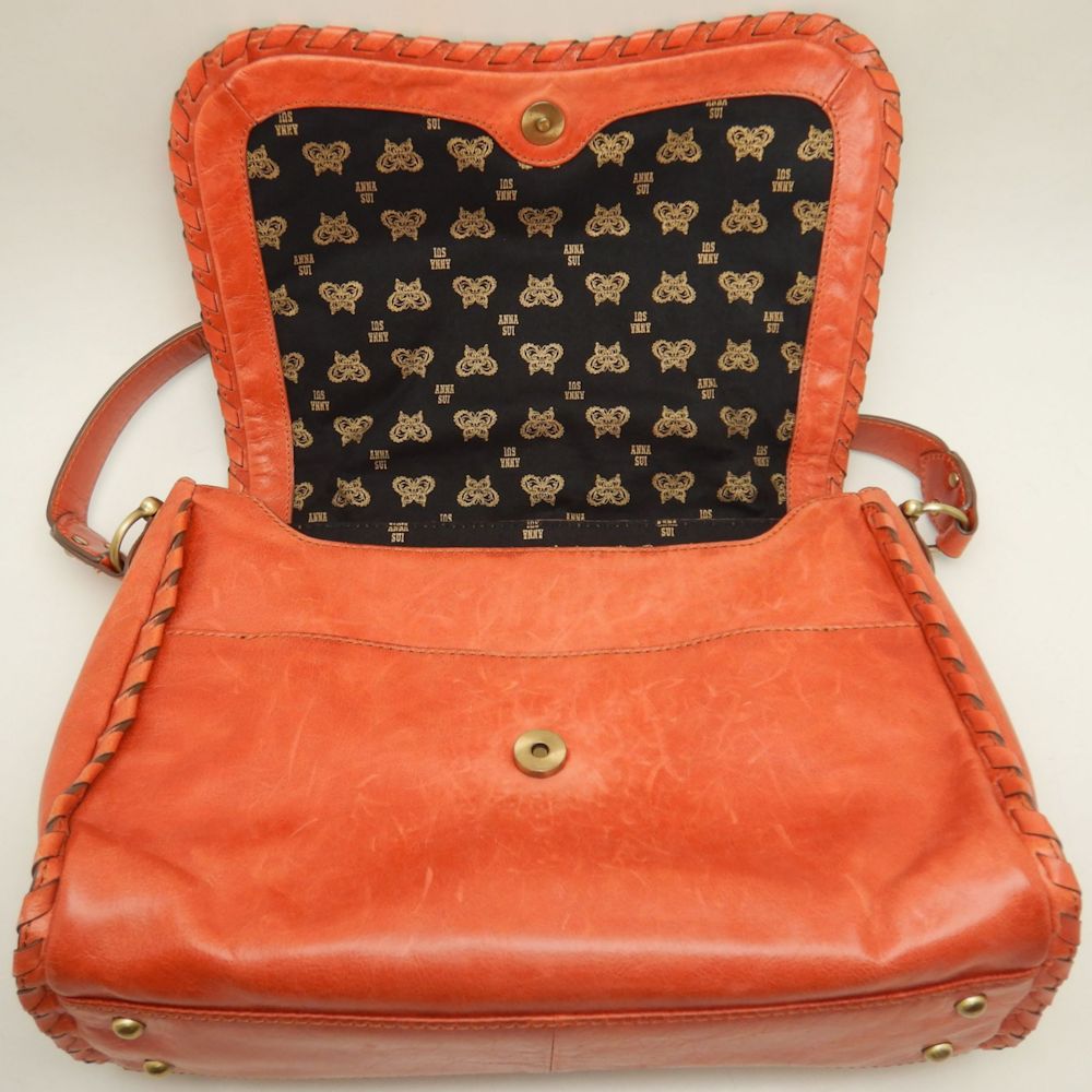 ANNA SUI アナスイ ショルダーバッグ レザー オレンジ レディース /253528【中古】