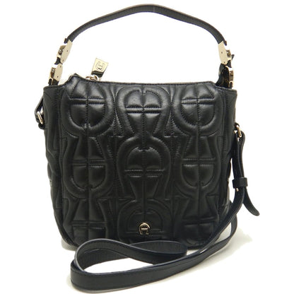 AIGNER アイグナー 2WAY ショルダーバッグ レザー ブラック レディース /253541【中古】
