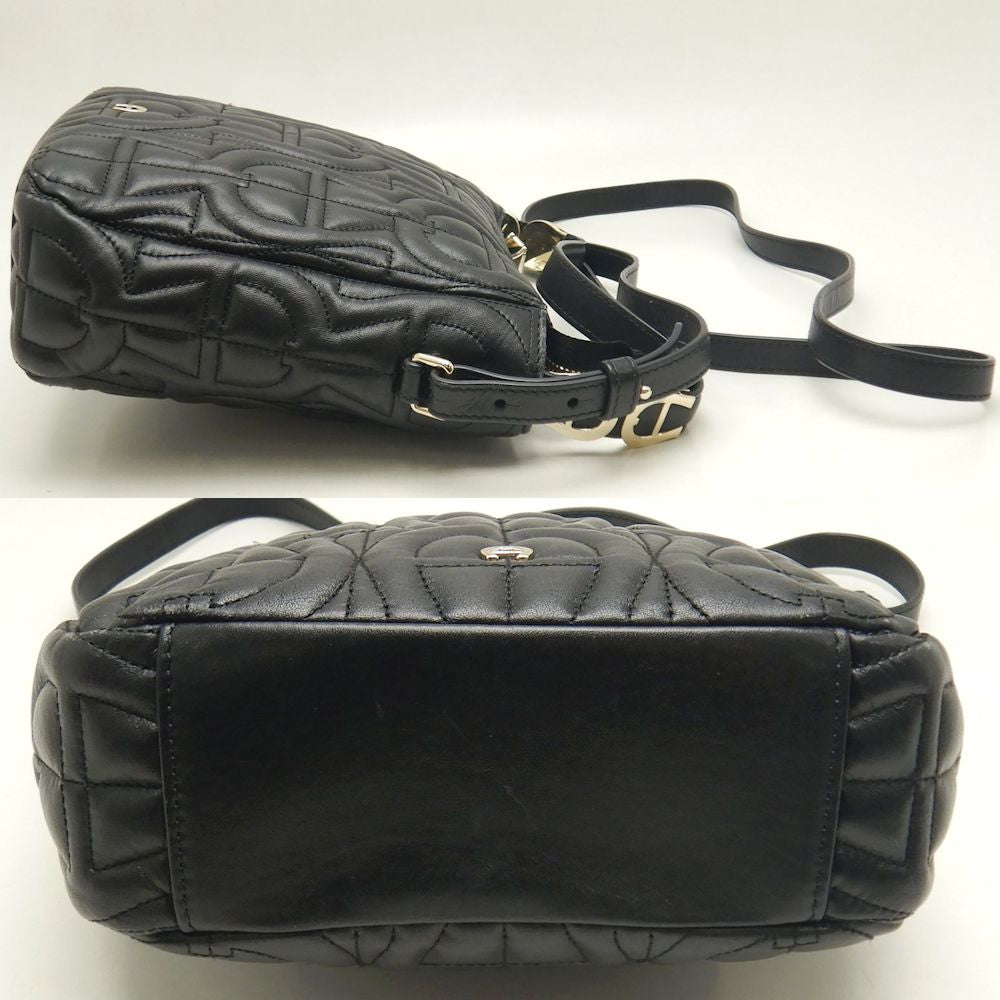 AIGNER アイグナー 2WAY ショルダーバッグ レザー ブラック レディース /253541【中古】