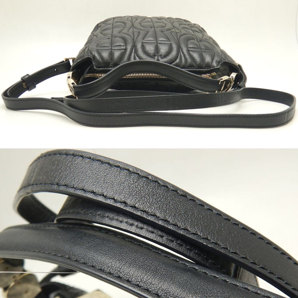 AIGNER アイグナー 2WAY ショルダーバッグ レザー ブラック レディース /253541【中古】