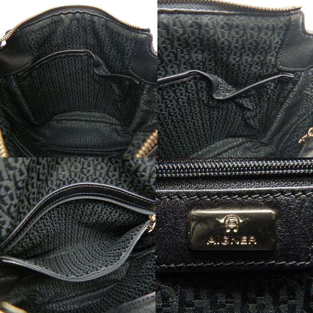 AIGNER アイグナー 2WAY ショルダーバッグ レザー ブラック レディース /253541【中古】