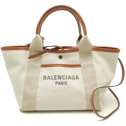 BALENCIAGA バレンシアガ ビアリッツトートバッグスモール 834501 トートバッグ キャンバスxレザー アイボリー ブラウン レディース /253545【中古】
