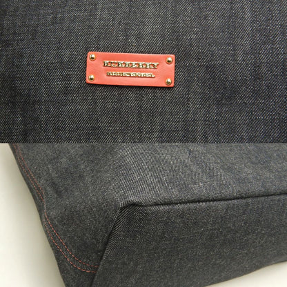 BURBERRY BLUE LABEL バーバリー ブルーレーベル トートバッグ デニムxレザー インディゴ コーラルピンク レディース /253551【中古】