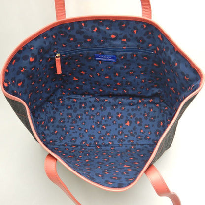 BURBERRY BLUE LABEL バーバリー ブルーレーベル トートバッグ デニムxレザー インディゴ コーラルピンク レディース /253551【中古】
