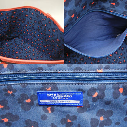 BURBERRY BLUE LABEL バーバリー ブルーレーベル トートバッグ デニムxレザー インディゴ コーラルピンク レディース /253551【中古】