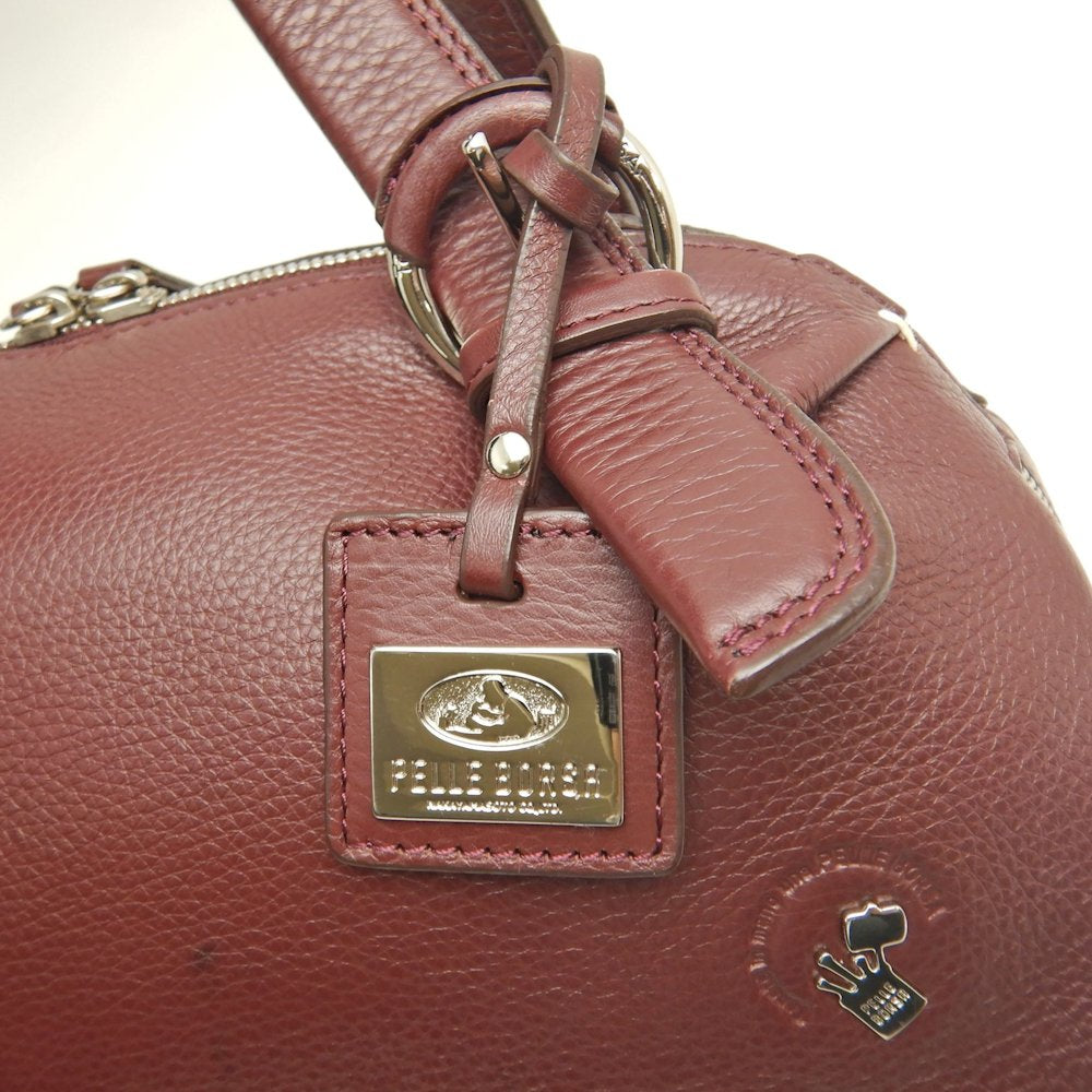 PELLE BORSA ペレボルサ ミニボストンバッグ レザー ボルドー レディース /253592【中古】