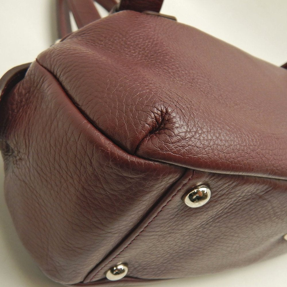 PELLE BORSA ペレボルサ ミニボストンバッグ レザー ボルドー レディース /253592【中古】