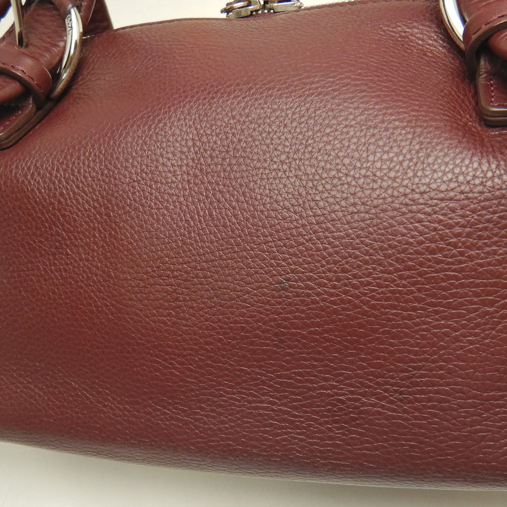 PELLE BORSA ペレボルサ ミニボストンバッグ レザー ボルドー レディース /253592【中古】
