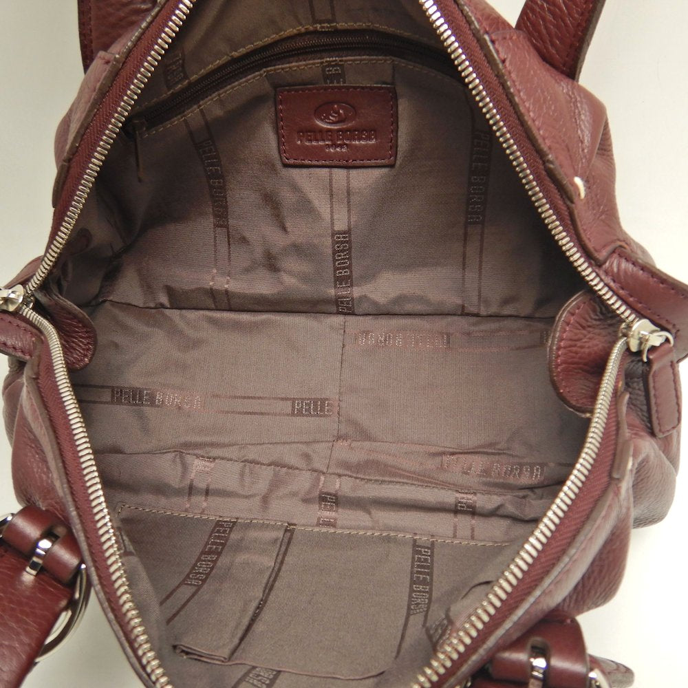 PELLE BORSA ペレボルサ ミニボストンバッグ レザー ボルドー レディース /253592【中古】