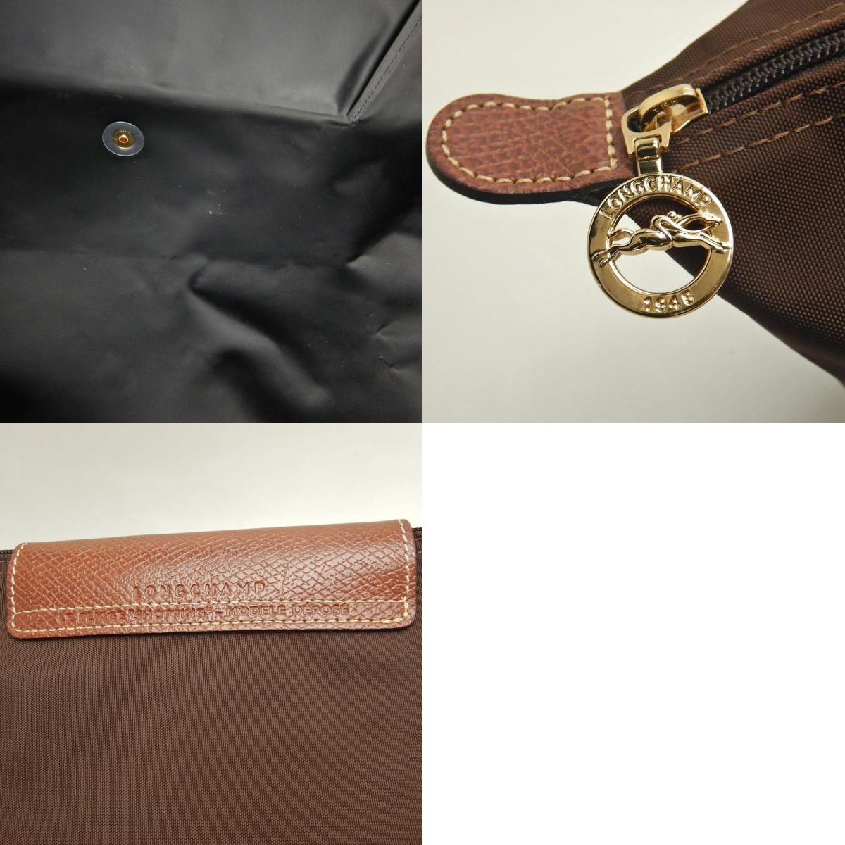 Longchamp ロンシャン ル プリアージュ トートバッグ ナイロンxレザー ブラウン レディース /253603【中古】