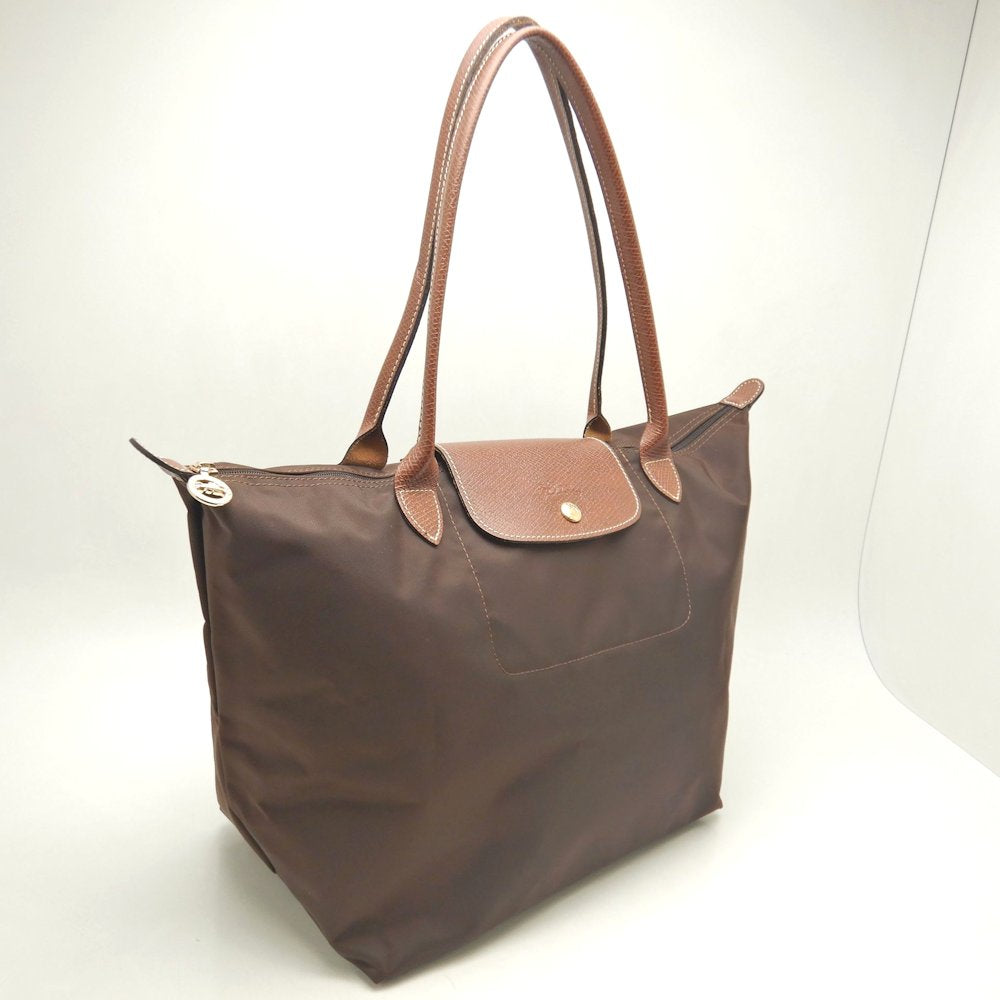 Longchamp ロンシャン ル プリアージュ トートバッグ ナイロンxレザー ブラウン レディース /253603【中古】