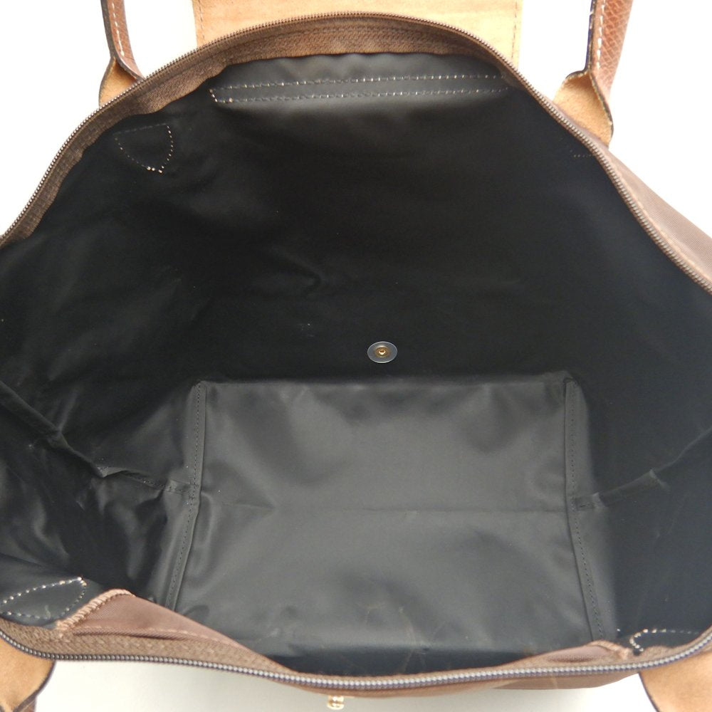 Longchamp ロンシャン ル プリアージュ トートバッグ ナイロンxレザー ブラウン レディース /253603【中古】