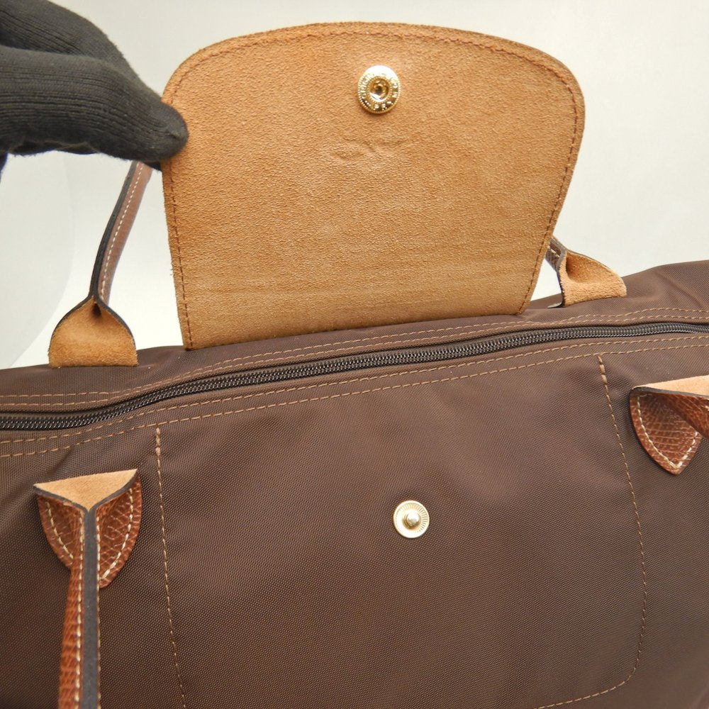 Longchamp ロンシャン ル プリアージュ トートバッグ ナイロンxレザー ブラウン レディース /253603【中古】