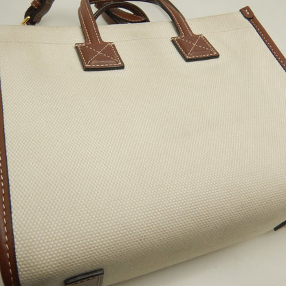 BURBERRY バーバリー ミニフレヤトート 8044141 トートバッグ キャンバスxレザー ナチュラル ブラウン レディース /253611【中古】