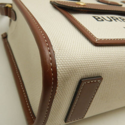 BURBERRY バーバリー ミニフレヤトート 8044141 トートバッグ キャンバスxレザー ナチュラル ブラウン レディース /253611【中古】