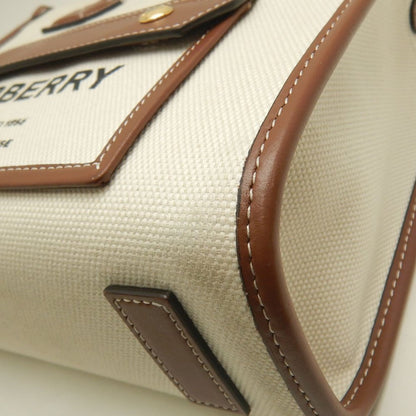 BURBERRY バーバリー ミニフレヤトート 8044141 トートバッグ キャンバスxレザー ナチュラル ブラウン レディース /253611【中古】