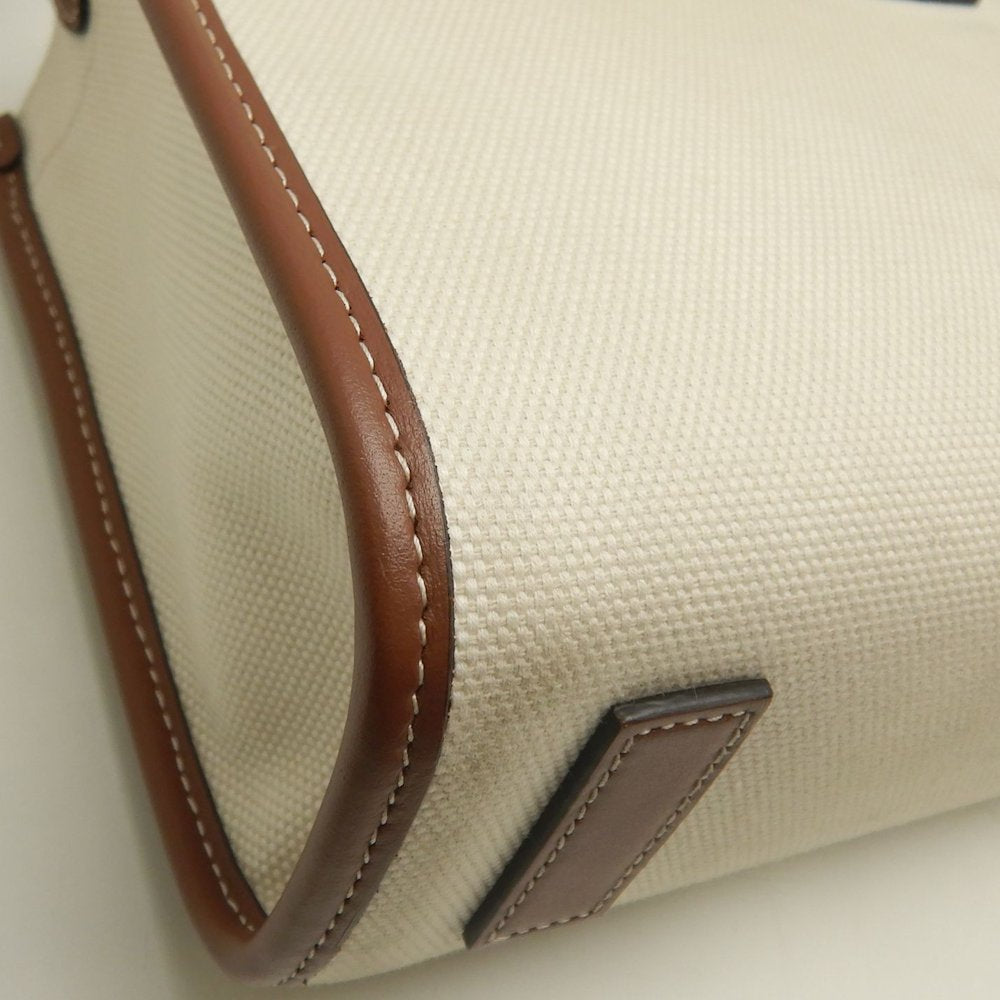BURBERRY バーバリー ミニフレヤトート 8044141 トートバッグ キャンバスxレザー ナチュラル ブラウン レディース /253611【中古】