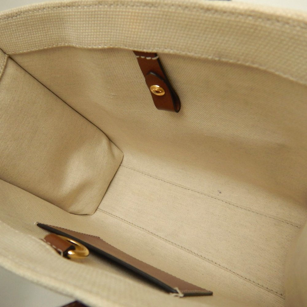 BURBERRY バーバリー ミニフレヤトート 8044141 トートバッグ キャンバスxレザー ナチュラル ブラウン レディース /253611【中古】