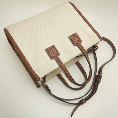 BURBERRY バーバリー ミニフレヤトート 8044141 トートバッグ キャンバスxレザー ナチュラル ブラウン レディース /253611【中古】